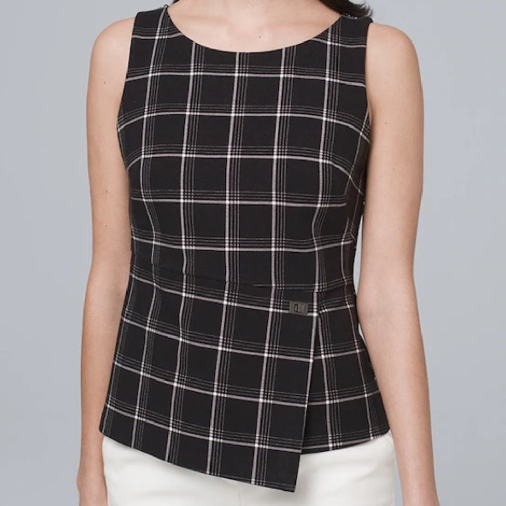 WHITE HOUSE BLACK MARKET Plaid Bodice Top
